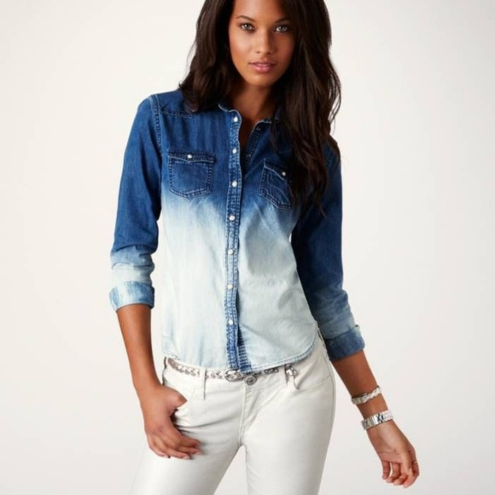 SOLD! American Eagle Ombre Denim Shirt - Picture 1 of 6